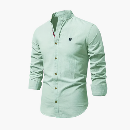 Men's Casual Long Sleeve Stand Collar Shirt – Modern Slim Fit Everyday Style