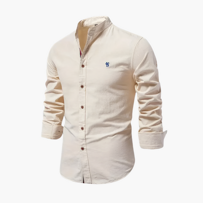 Men's Casual Long Sleeve Stand Collar Shirt – Modern Slim Fit Everyday Style