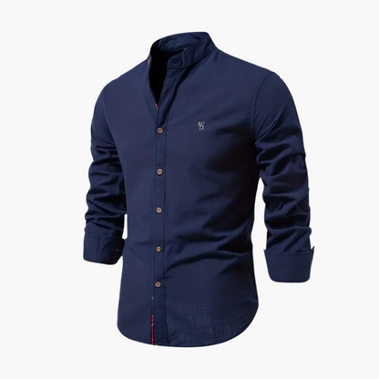 Men's Casual Long Sleeve Stand Collar Shirt – Modern Slim Fit Everyday Style