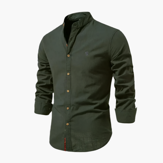 Men's Casual Long Sleeve Stand Collar Shirt – Modern Slim Fit Everyday Style