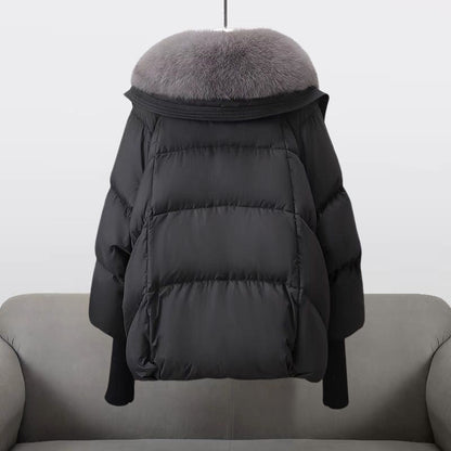Women's Elegant Fur Collar Puffer Jacket Winter Fashion Windbreaker