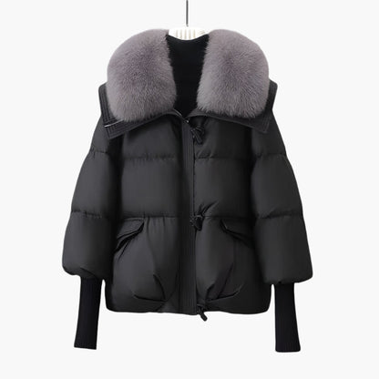 Women's Elegant Fur Collar Puffer Jacket Winter Fashion Windbreaker