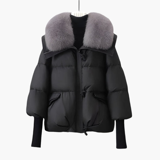 Women's Elegant Fur Collar Puffer Jacket Winter Fashion Windbreaker