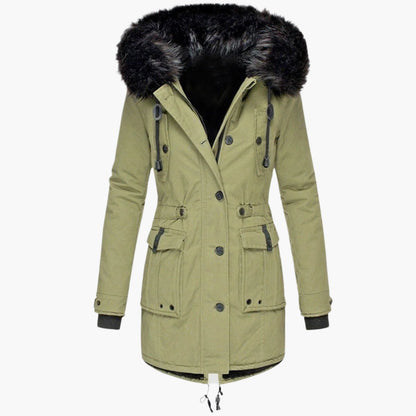 Women's Winter Parka Jacket with Faux Fur Hood – Elegant Outdoor Coat for Cold Weather