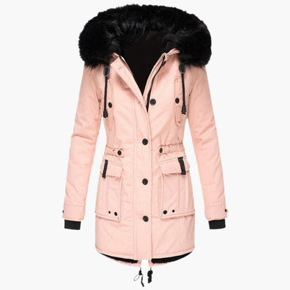 Women's Winter Parka Jacket with Faux Fur Hood – Elegant Outdoor Coat for Cold Weather