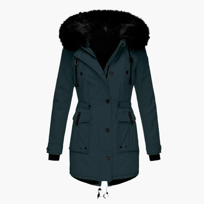Women's Winter Parka Jacket with Faux Fur Hood – Elegant Outdoor Coat for Cold Weather