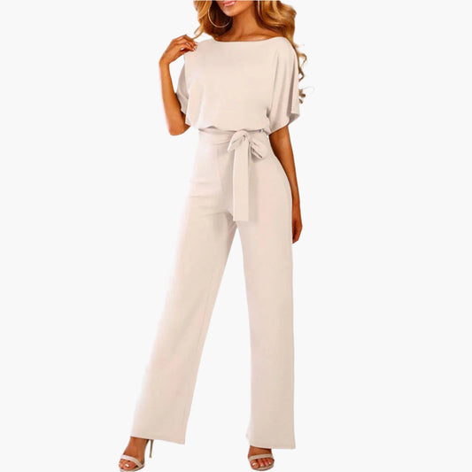 Women's Elegant Wide-Leg Jumpsuit with Waist Tie – Perfect for Parties, Dates & Special Occasions