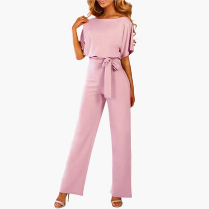 Women's Elegant Wide-Leg Jumpsuit with Waist Tie – Perfect for Parties, Dates & Special Occasions