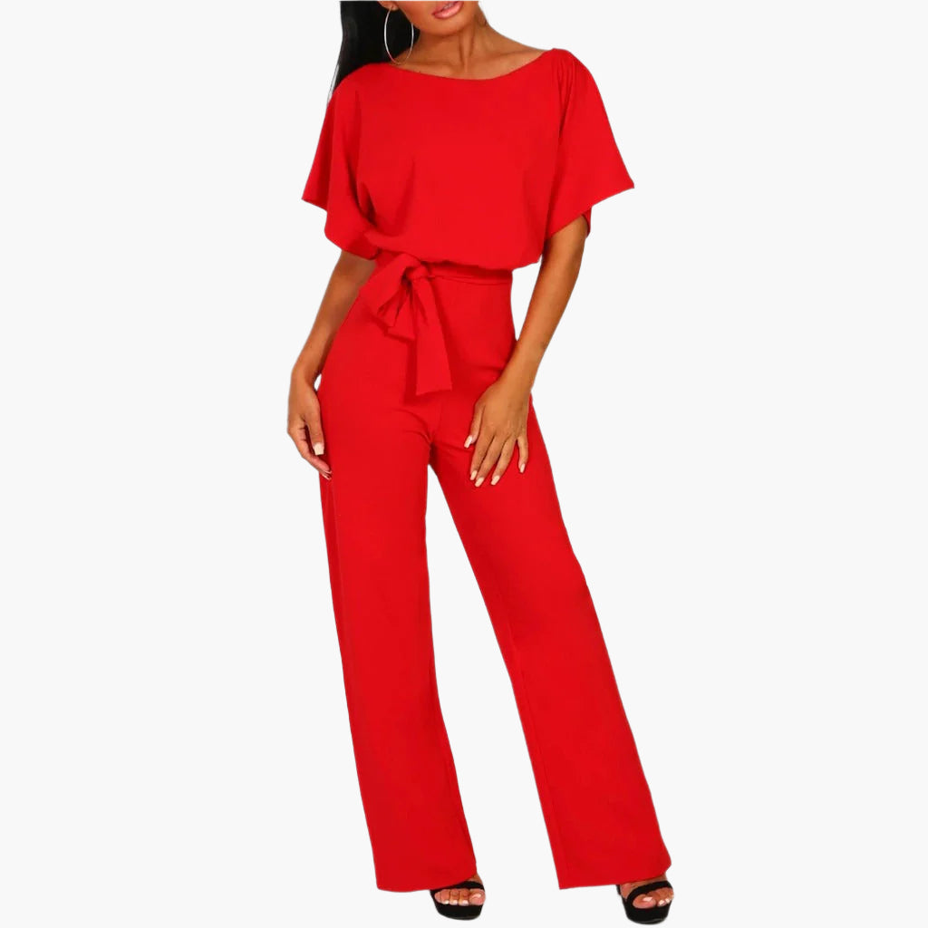 Women's Elegant Wide-Leg Jumpsuit with Waist Tie – Perfect for Parties, Dates & Special Occasions