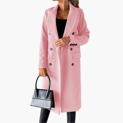 Women's Elegant Winter Coat Formal Long Double-Breasted Overcoat