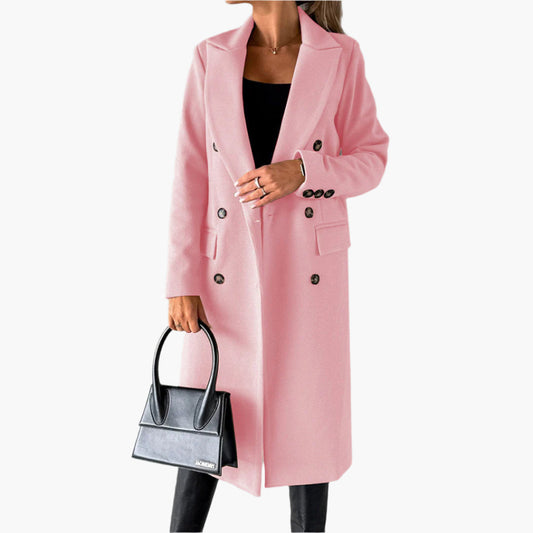 Women's Elegant Winter Coat Formal Long Double-Breasted Overcoat