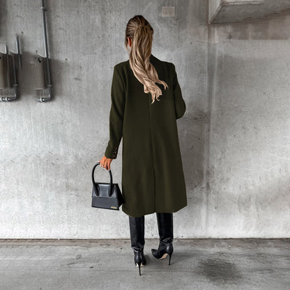 Women's Elegant Winter Coat Formal Long Double-Breasted Overcoat