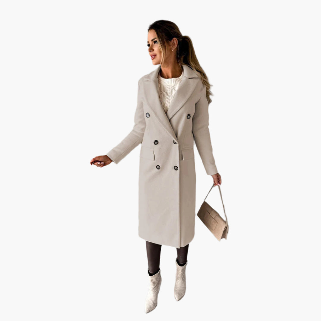 Women's Elegant Winter Coat Formal Long Double-Breasted Overcoat