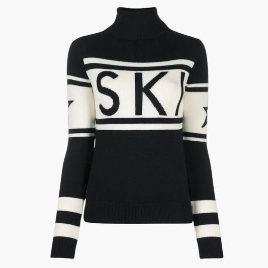 Women's Luxury Ski Turtleneck Sweater - Sporty Graphic Winter Knitwear