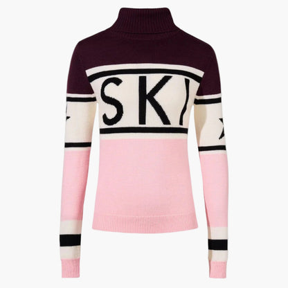 Women's Luxury Ski Turtleneck Sweater - Sporty Graphic Winter Knitwear