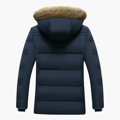 Men's Waterproof Fleece-Lined Parka Jacket with Hood and Faux Fur Trim – Winter Outdoor Style