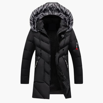 Men's Hooded Parka Winter Coat with Faux Fur Trim - Stylish Warm Jacket for Cold Weather