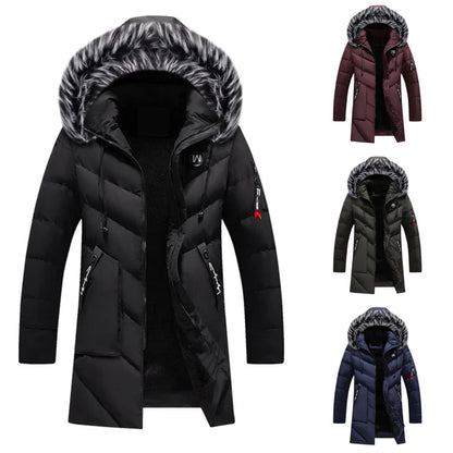 Men's Hooded Parka Winter Coat with Faux Fur Trim - Stylish Warm Jacket for Cold Weather