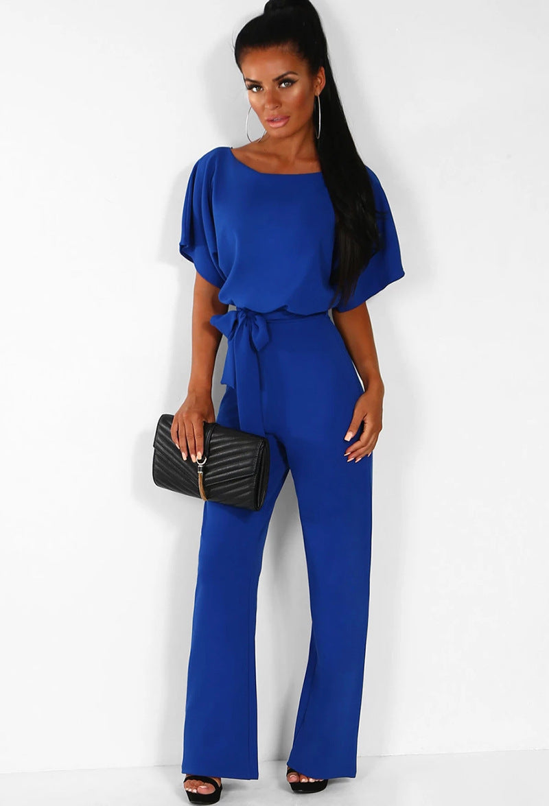 Claire – 7-Color Fashion Lace-up Button Short-sleeved Jumpsuit
