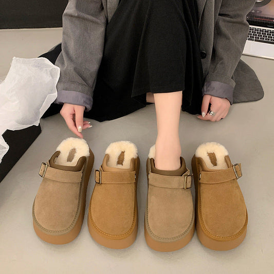 Adele – Thick-soled Furry Half Slippers