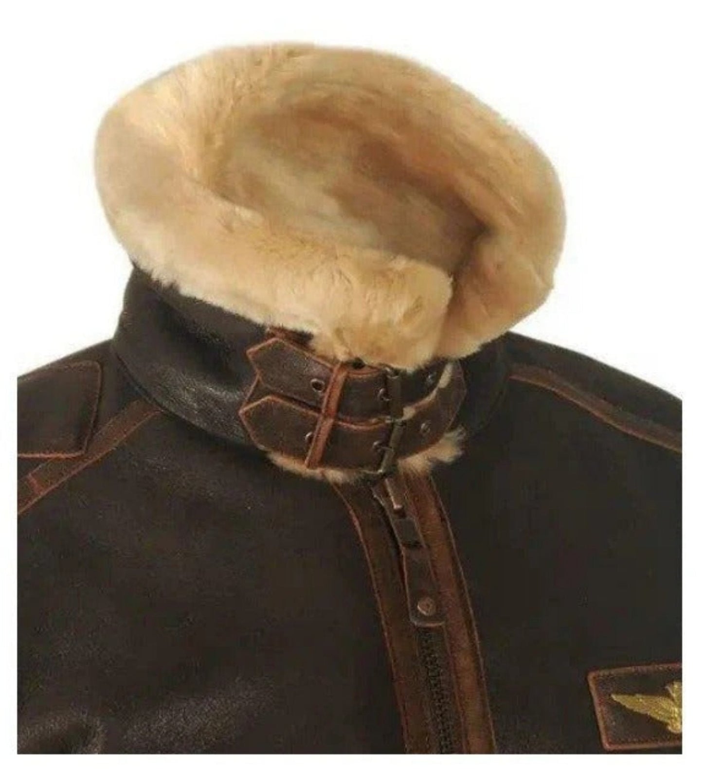 Men's Vintage Aviator Shearling Bomber Jacket for Winter