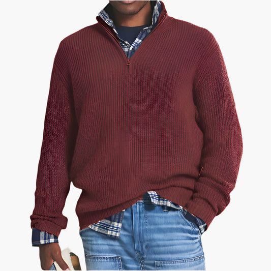 Men's Business Casual Quarter-Zip Knit Pullover Sweater – Stylish Comfort for Work and Everyday