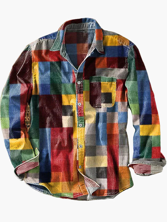 Men's Vintage Checkered Casual Shirt – Retro Style, Unisex Fit, Everyday Wear