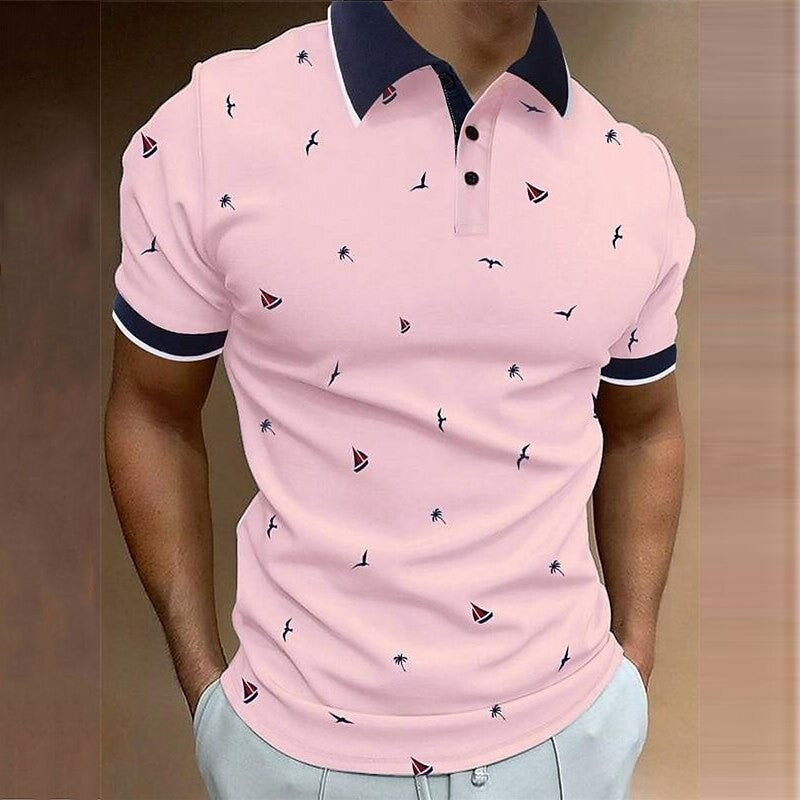 Calvin – Short Sleeve Sailboat Print Street Style T-Shirt