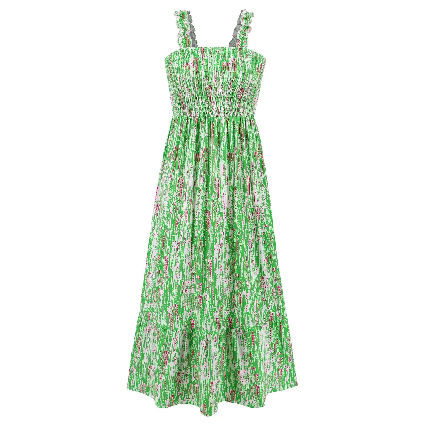 Helen – Elegant Floral Print French Strap Summer Dress