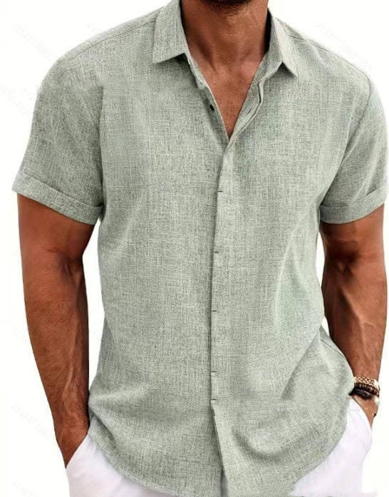 Bob – Men's Solid Color Loose Linen Short-sleeved T-shirt