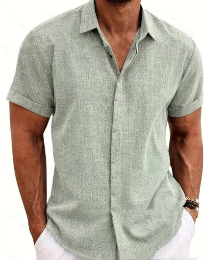 Bob – Men's Solid Color Loose Linen Short-sleeved T-shirt
