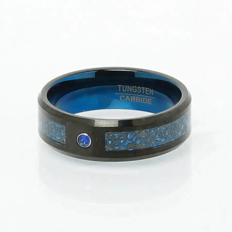 Geoffrey – Men's Tungsten 'Valhalla Azure' Ring