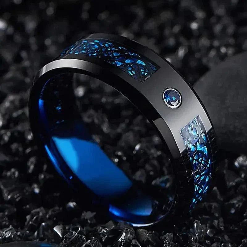 Geoffrey – Men's Tungsten 'Valhalla Azure' Ring