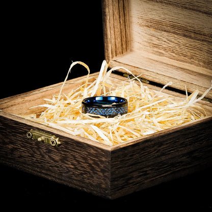 Geoffrey – Men's Tungsten 'Valhalla Azure' Ring