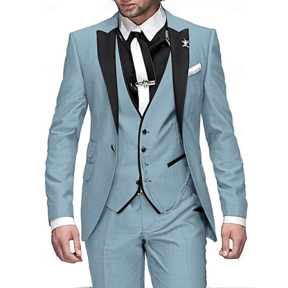 Men's 3-Piece Classic Business Suit Set – Formal Slim Fit Outfit for Special Occasions