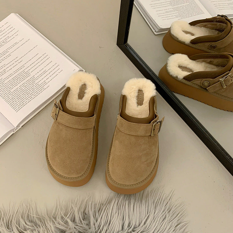 Adele – Thick-soled Furry Half Slippers