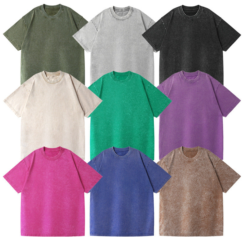 Jim – Loose Cotton Washed T-shirt with Drop-Shoulder