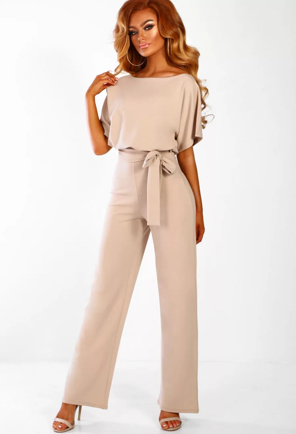 Claire – 7-Color Fashion Lace-up Button Short-sleeved Jumpsuit