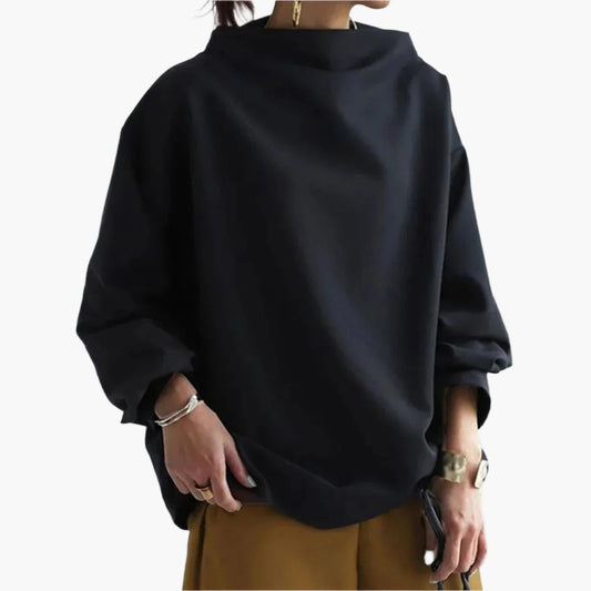 Women's Elegant Long Sleeve Relaxed Fit Pullover Sweater – Casual Modern Style