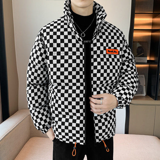 Bryan – Thick Warm Jacket with Chessboard Pattern