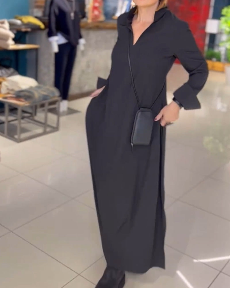 Women's Elegant Loose Maxi Shirt Dress, Versatile Everyday and Occasion Wear