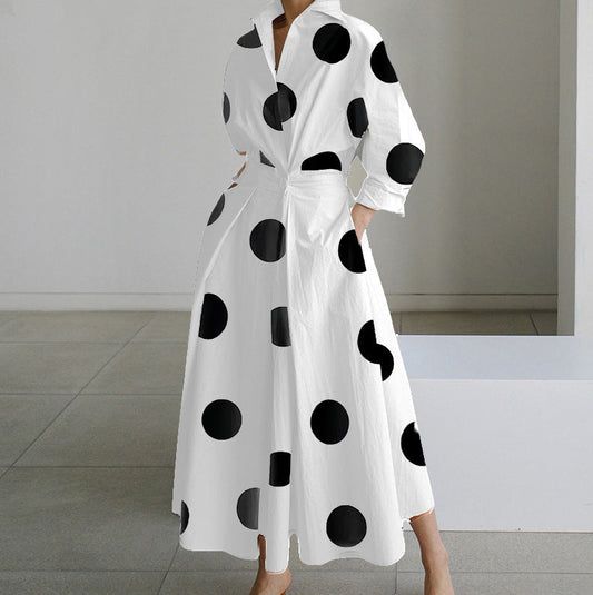 Julie – Long Sleeve Dress with Elastic Waist and A-Line Cut