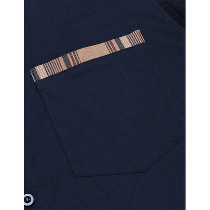 Men's Slim Fit Plaid Detail Dress Shirt, Casual Business Long Sleeve Button-Up