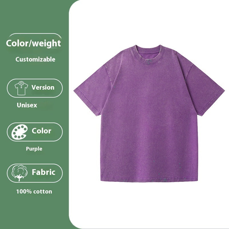 Jim – Loose Cotton Washed T-shirt with Drop-Shoulder