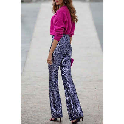 Emily – Slim Elastic Bell-bottom Pants with Sequins