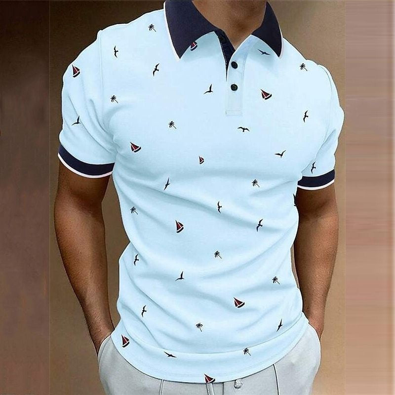 Calvin – Short Sleeve Sailboat Print Street Style T-Shirt