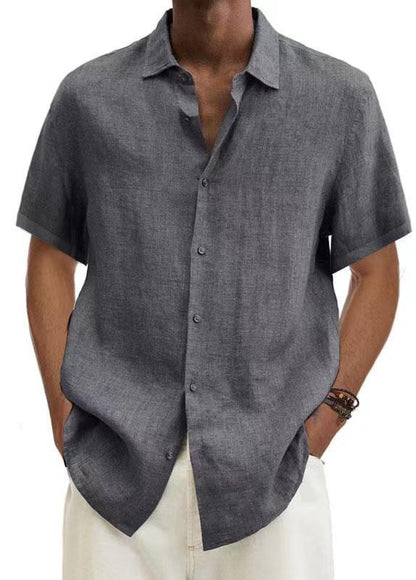 Men's Casual Short Sleeve Button Down Linen Blend Shirt – Relaxed Summer Style