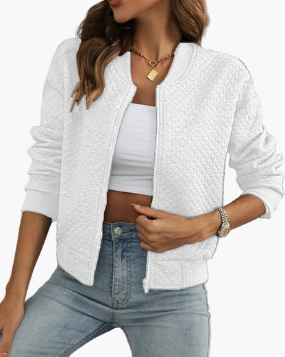 Women's Casual Quilted Bomber Jacket – Modern Everyday Street Style