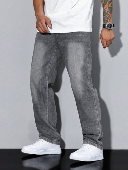 Men's Casual Loose Fit Straight Leg Jeans – Everyday Versatile Style