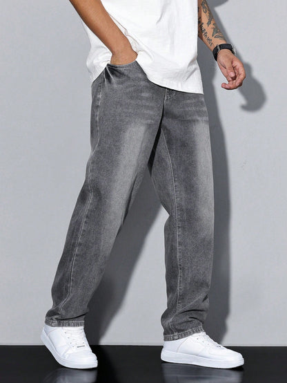 Men's Casual Loose Fit Straight Leg Jeans – Everyday Versatile Style